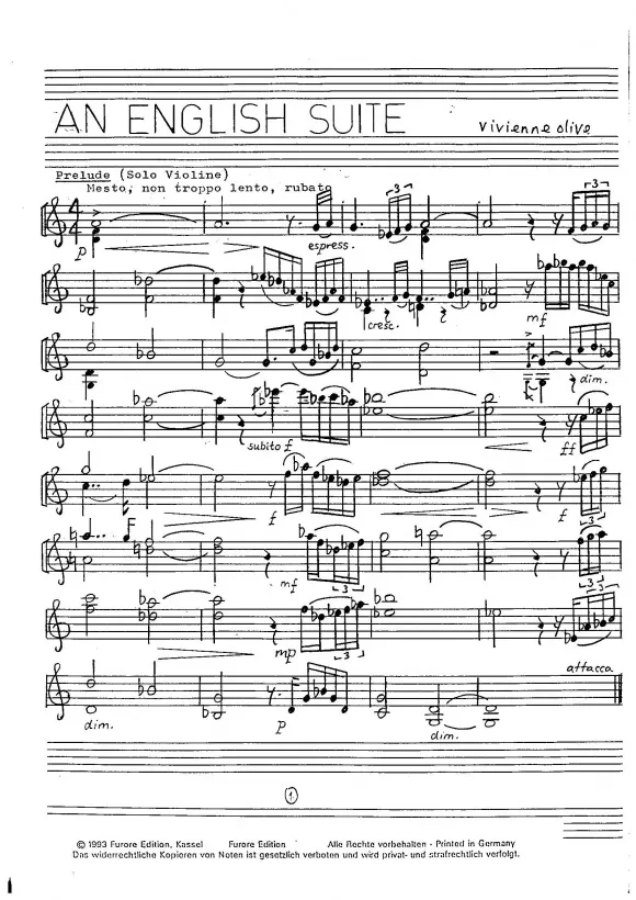 Furore Edition An English Suite Streichorchester Partitur
