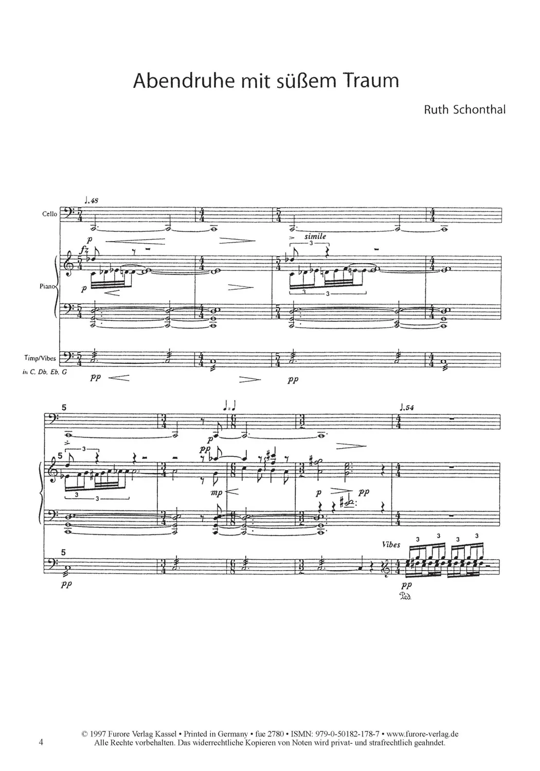 Furore Edition Abendruhe mit süßem Traum Trio Partitur Stimmen