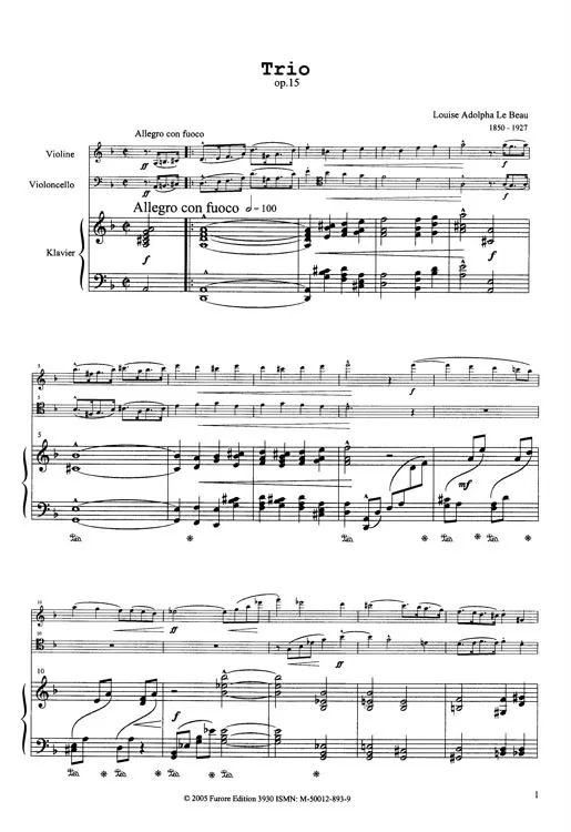 Furore Edition Trio d-Moll op. 15 Klaviertrio Noten Partitur Stimmen