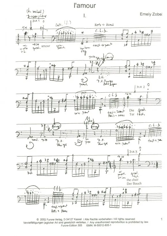 Furore Edition L’amour op. 5 Partitur Cello Tam-tam Dia