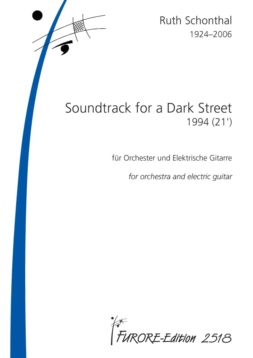 Furore Edition Soundtrack for a Dark Street Orchesterpartitur