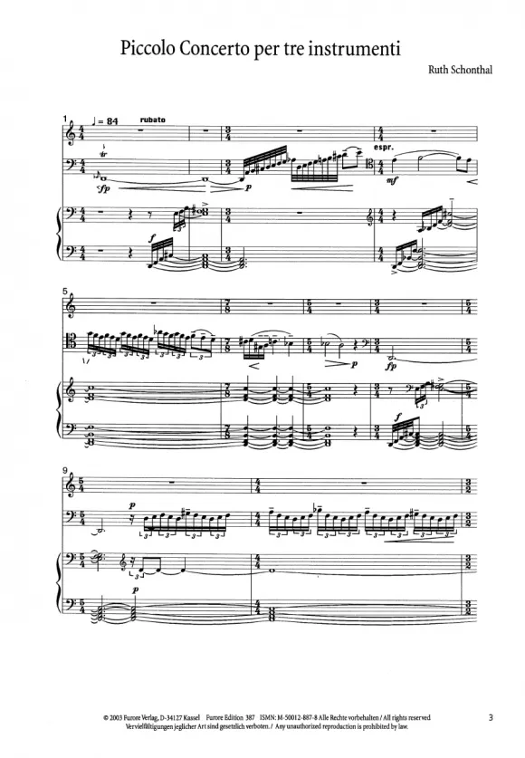 Furore Edition Piccolo Concerto Noten für Flöte, Fagott und Klavier
