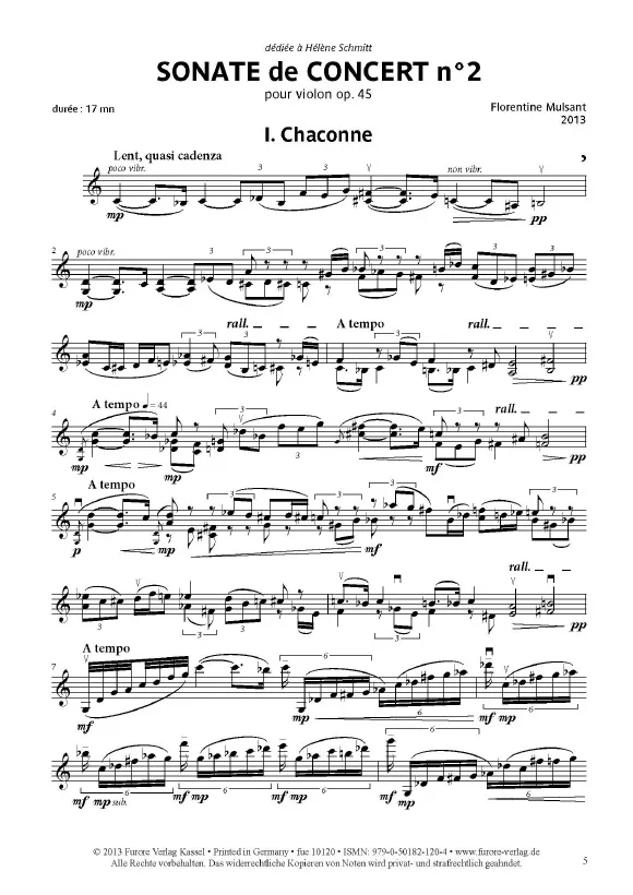Furore Edition Sonate de Concert no. 2 op. 45 Noten Violine