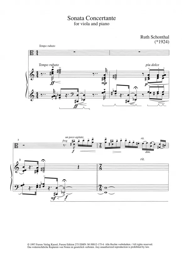 Furore Edition Sonata Concertante Noten für Viola und Klavier
