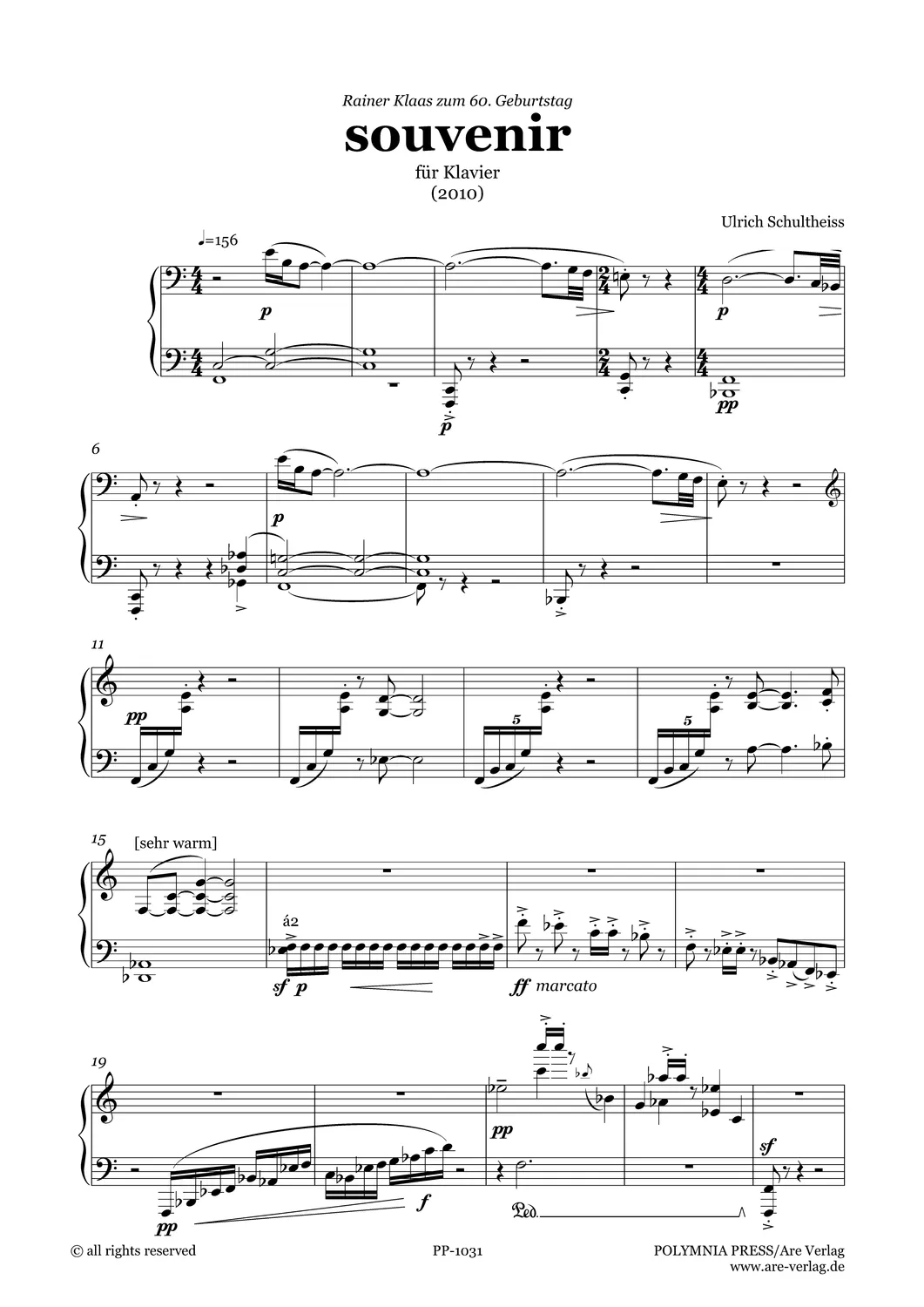 Are Musik Verlag souvenir Klavierstück