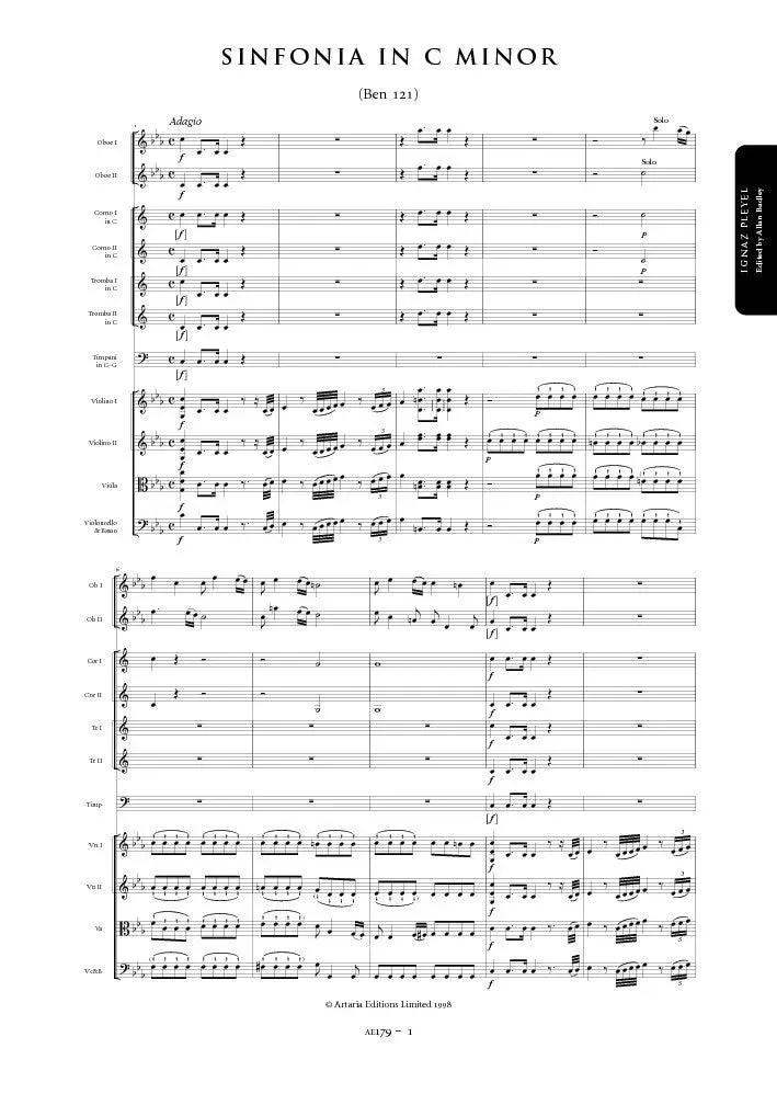 Artaria Pleyel Sinfonie c-moll Benton 121 Noten AE179