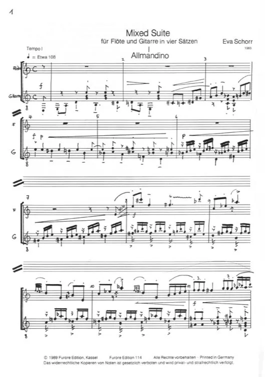 Furore Edition Mixed Suite Flöte Gitarre Noten 12 Min.