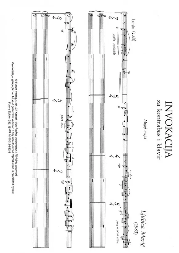 Furore Edition Invocation Noten Kontrabass Klavier schwer