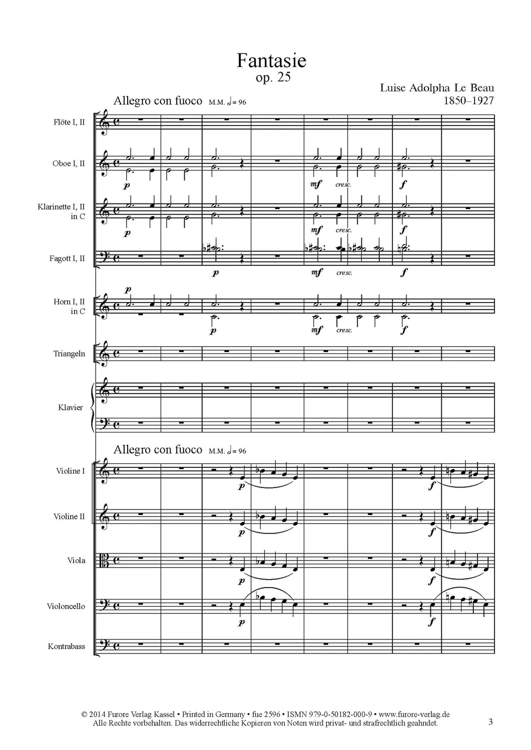 Furore Edition Fantasie op. 25 Aufführungsmaterial für Klavier und Orchester