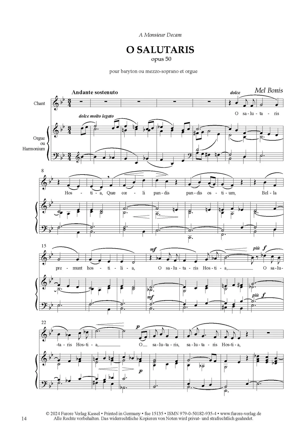 Furore Edition Religious Vocal Works Vol.5 Melodien Noten Stimme Orgel