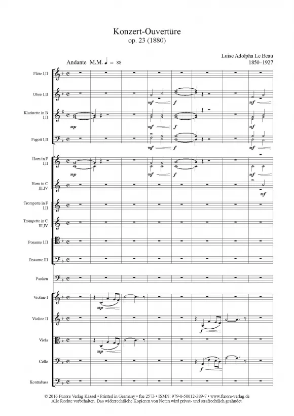 Furore Edition Konzert-Ouvertüre op. 23 Orchesternoten 1880