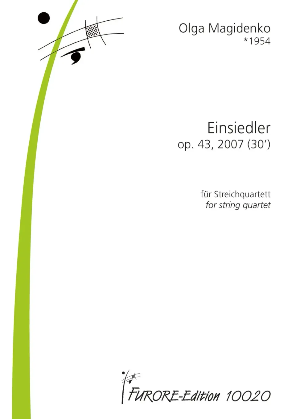 Furore Edition Einsiedler op. 43 Streichquartett Noten