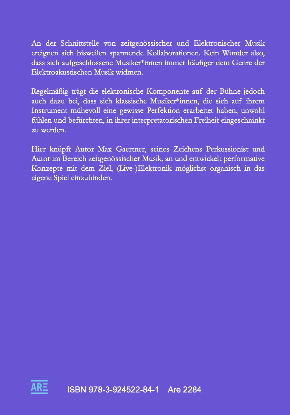 Are Musik Verlag Max Gaertner ELEKTROAKUSTISCH Buch zur Live-Elektronik