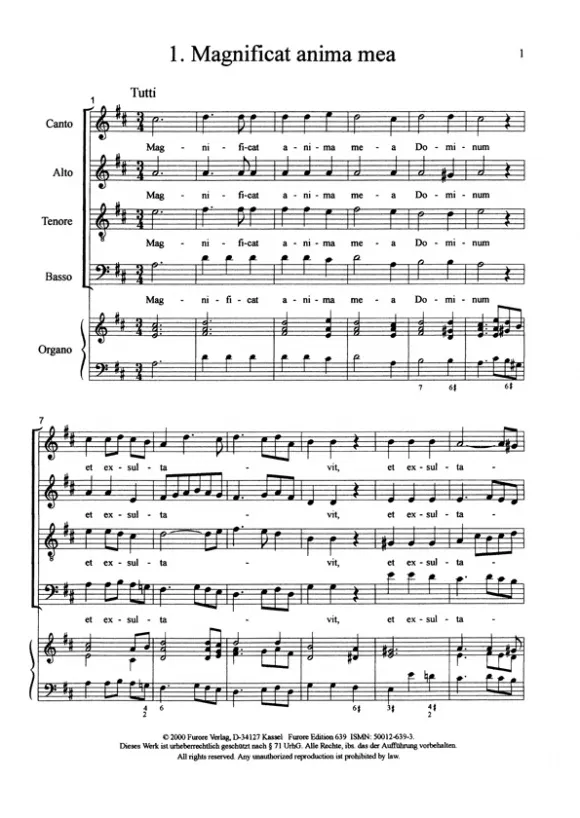 Furore Edition Magnificat Partitur für Soli, SATB und Basso continuo