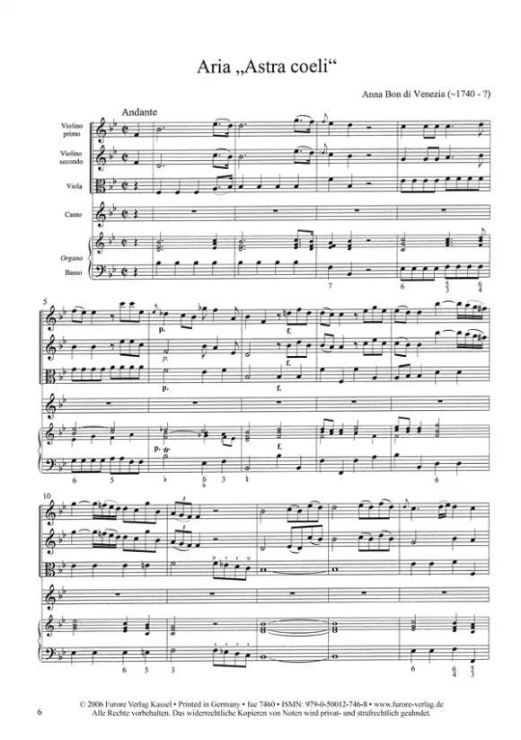 Furore Edition Astra Coeli Arie Partitur Stimmen
