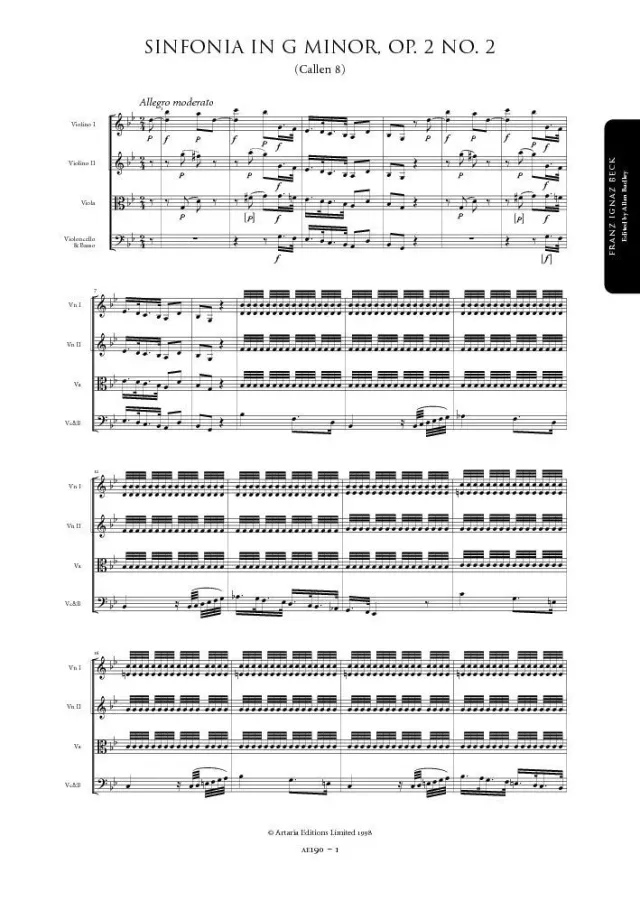 Artaria Beck Sinfonie g-Moll op.2 Nr.2 AE190 Partitur