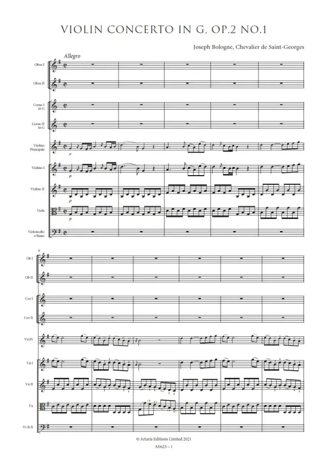 Artaria AE625 Saint-Georges Violinkonzert G-Dur Partitur