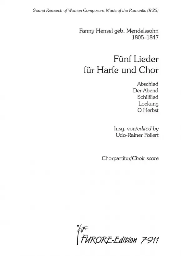 Furore Edition 5 Lieder Noten Chor Harfe Chorpartitur