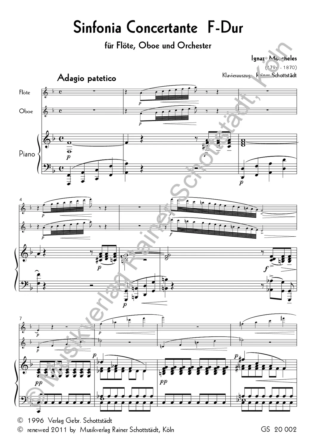 Musikverlag Rainer Schottstädt Sinfonia Concertante F-dur Klavierauszug