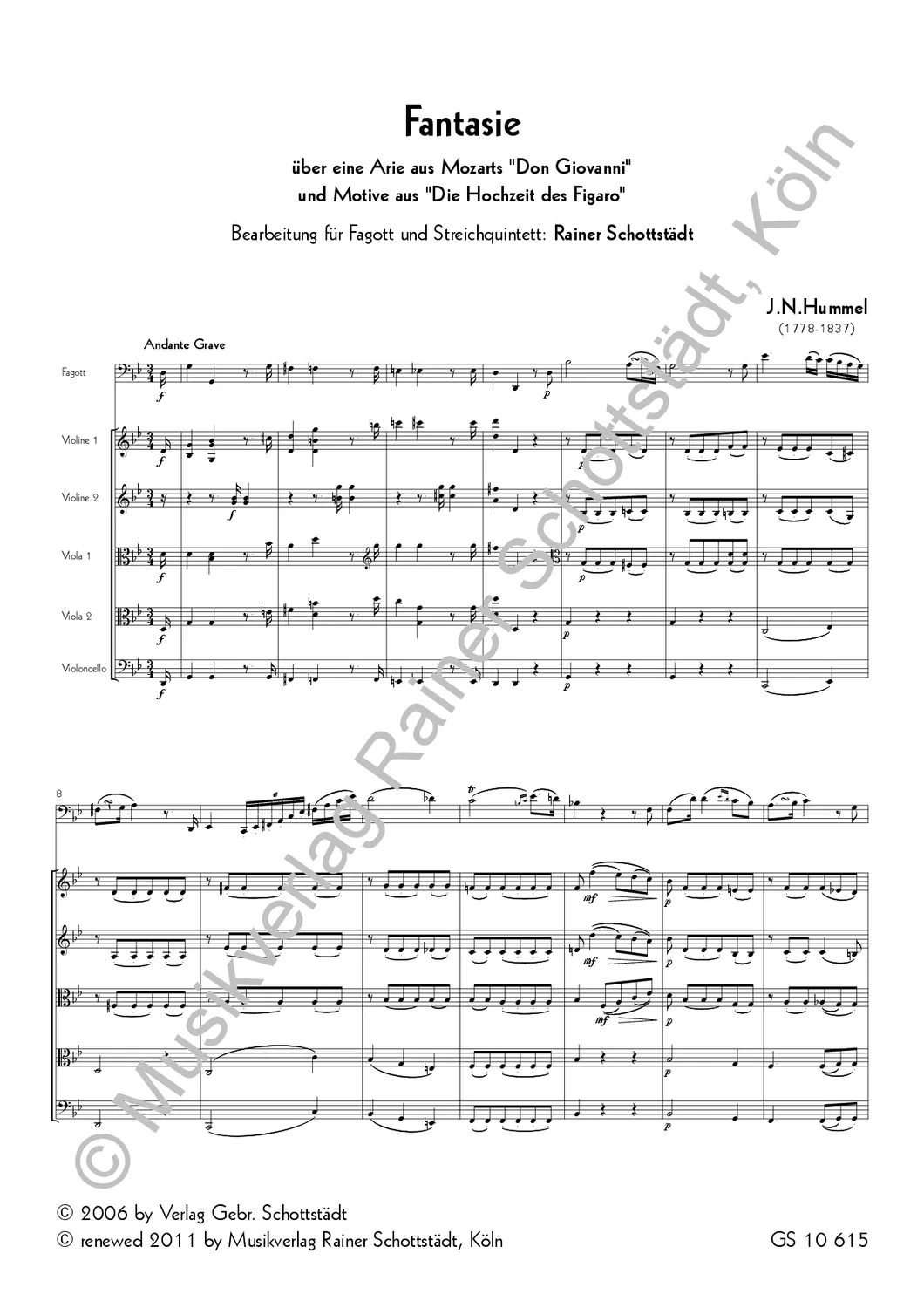 Musikverlag Rainer Schottstädt Fantasie über Themen aus Don Giovanni Noten