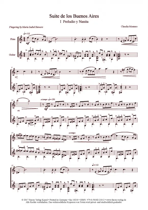 Furore Edition Suite de los Buenos Aires Noten Flöte Gitarre