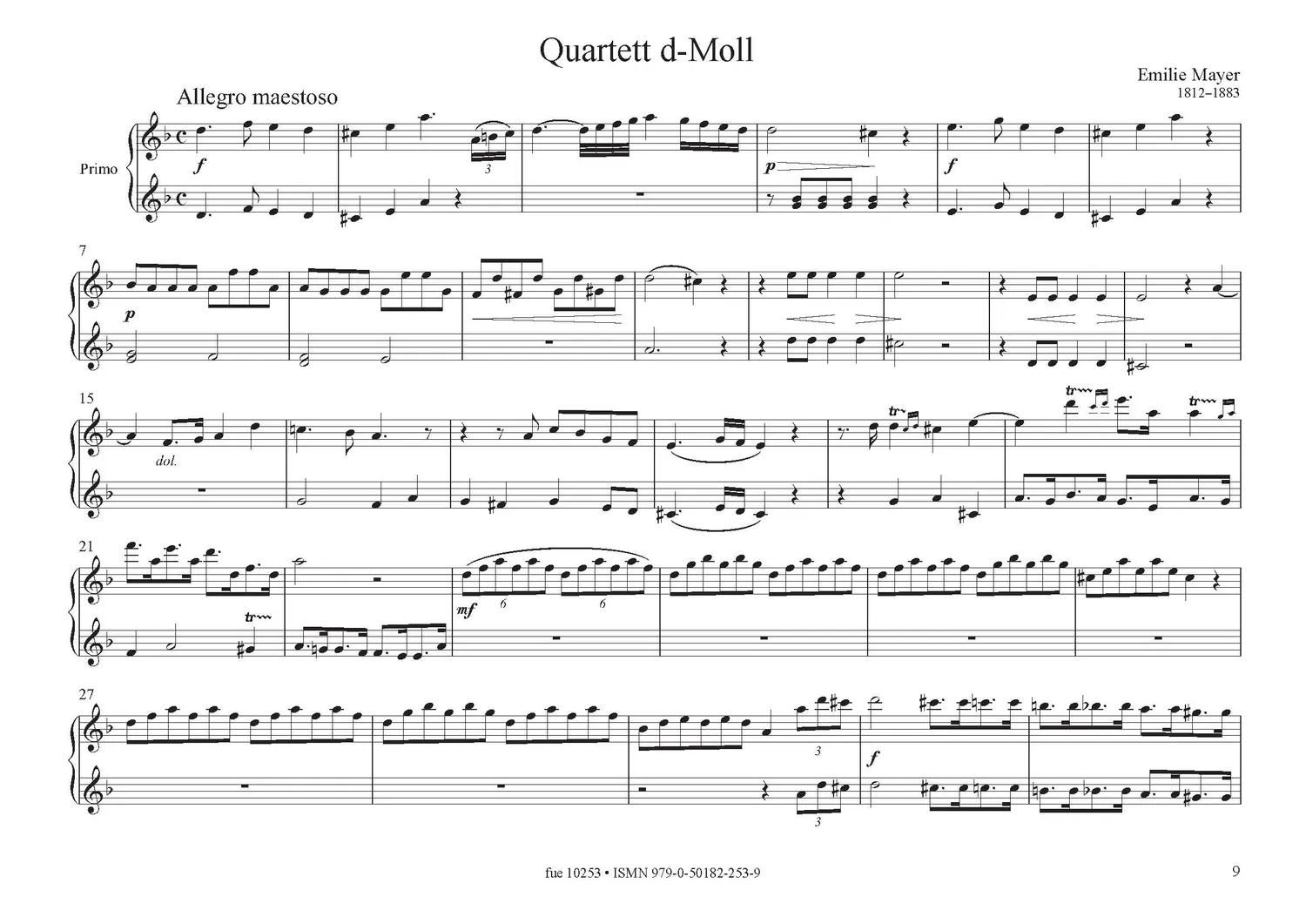 Furore Edition Quartet d-moll Noten Klavier vierhändig
