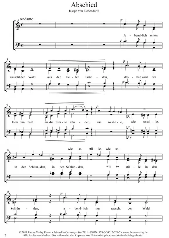 Furore Edition Fünf Lieder Harfe Chor Chorpartitur