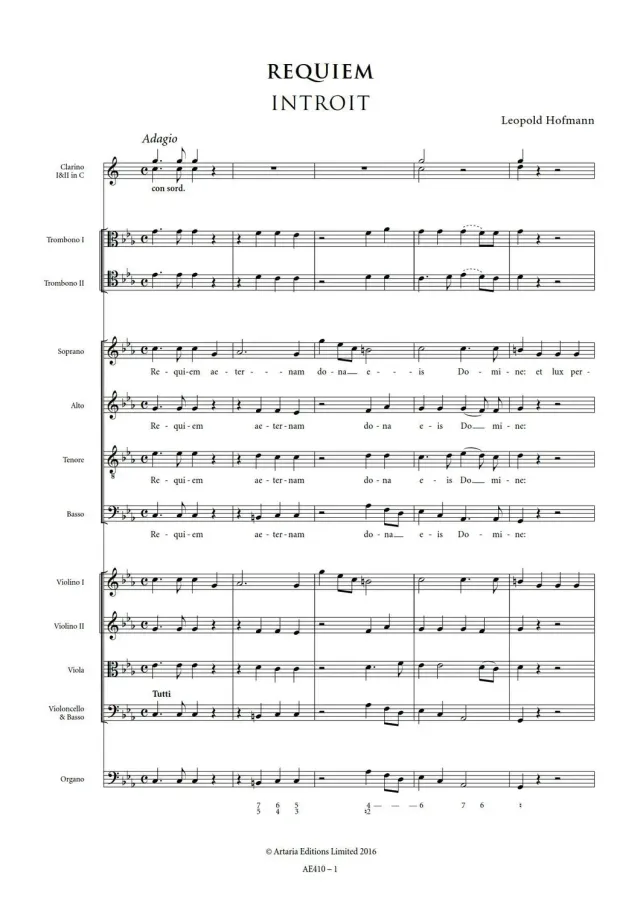 Artaria AE410 Hofmann Requiem c-Moll Partitur SATB