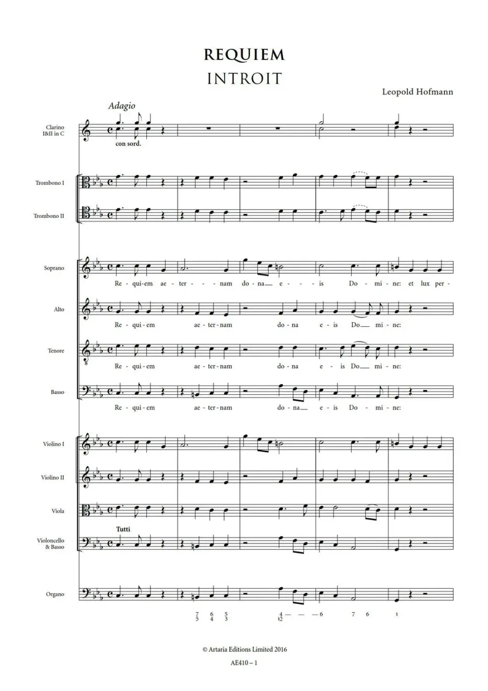 Artaria AE410 Hofmann Requiem c-Moll Partitur SATB