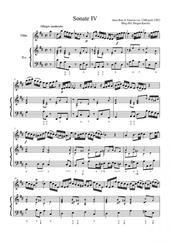 Furore Edition Sonaten für Flöte op.1 Vol.2 Noten Sonate 4-6