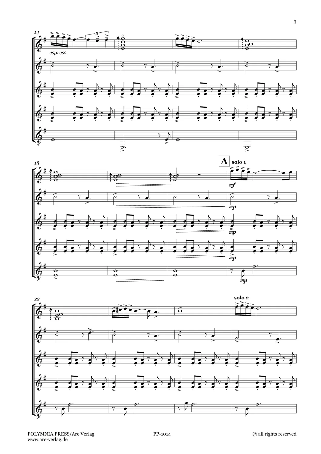 Are Musik Verlag El Sitio Gitarrenensemble Noten PP-1014