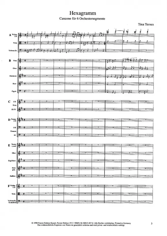 Furore Edition Hexagramm Stimmen sechs Orchestersegmente leicht