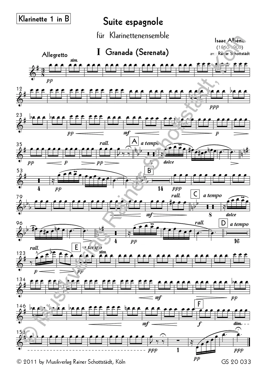 Musikverlag Rainer Schottstädt Suite espagnole Noten Bearbeitung von Albéniz