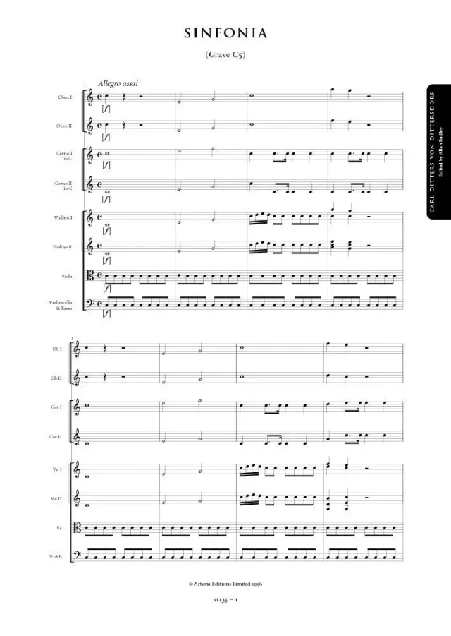 Artaria Symphony in C major Grave C5 AE135