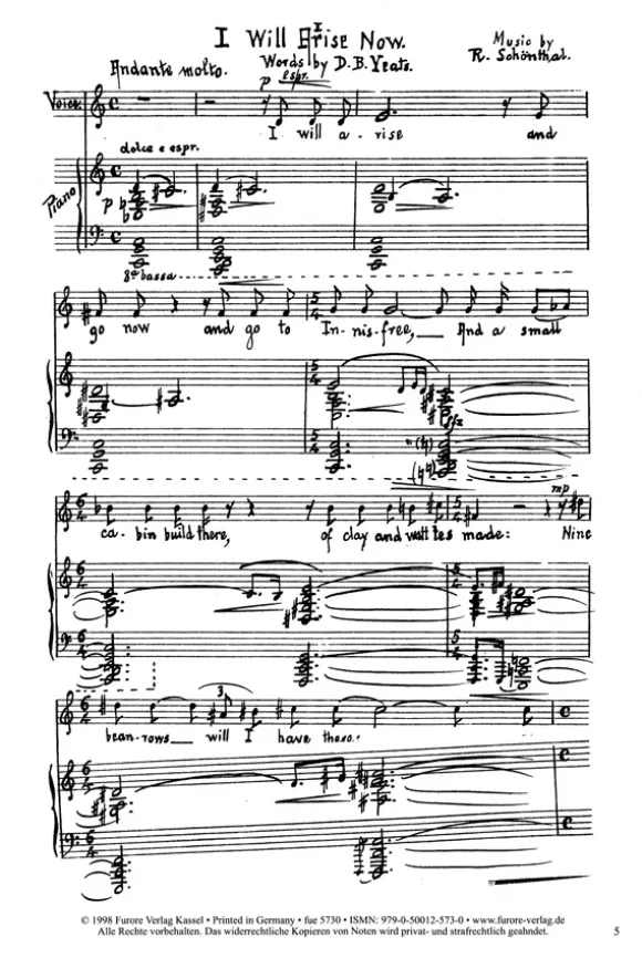 Furore Edition Nine lyric dramatic Songs Lieder für Mezzosopran und Klavier