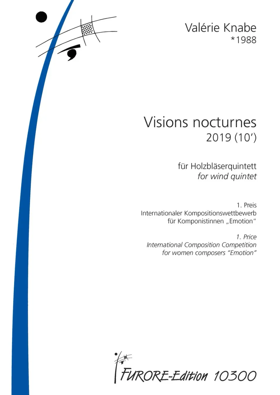 Furore Edition Visions nocturnes Holzbläserquintett Partitur