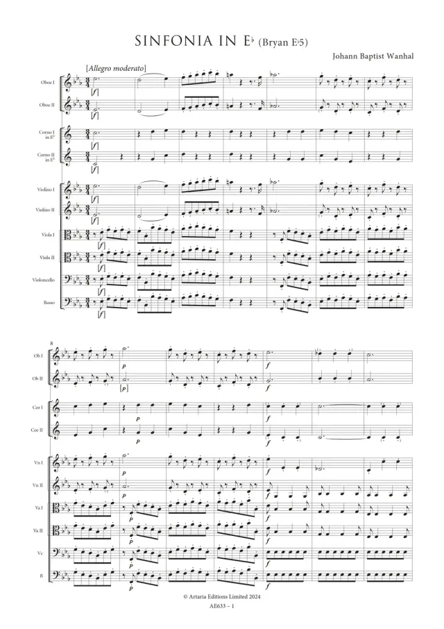 Artaria Wanhal Sinfonia in E-flat major (Bryan Eb5)