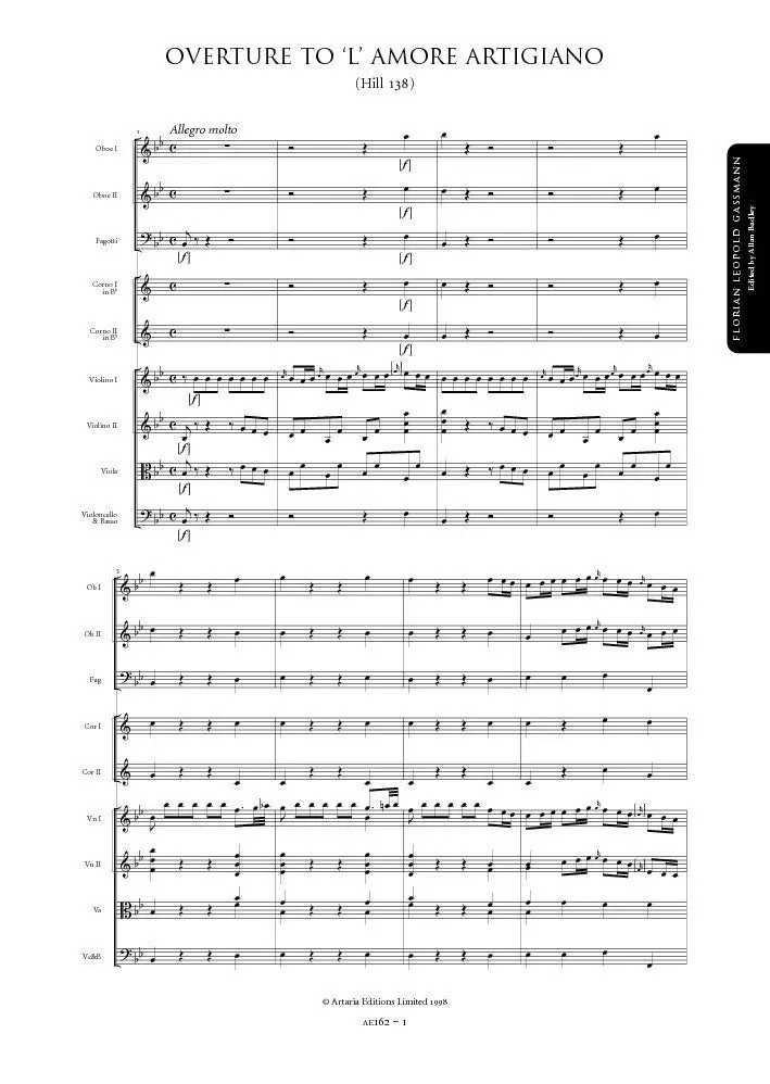Artaria AE162 Gassmann L'amore artigiano Ouvertüre Partitur