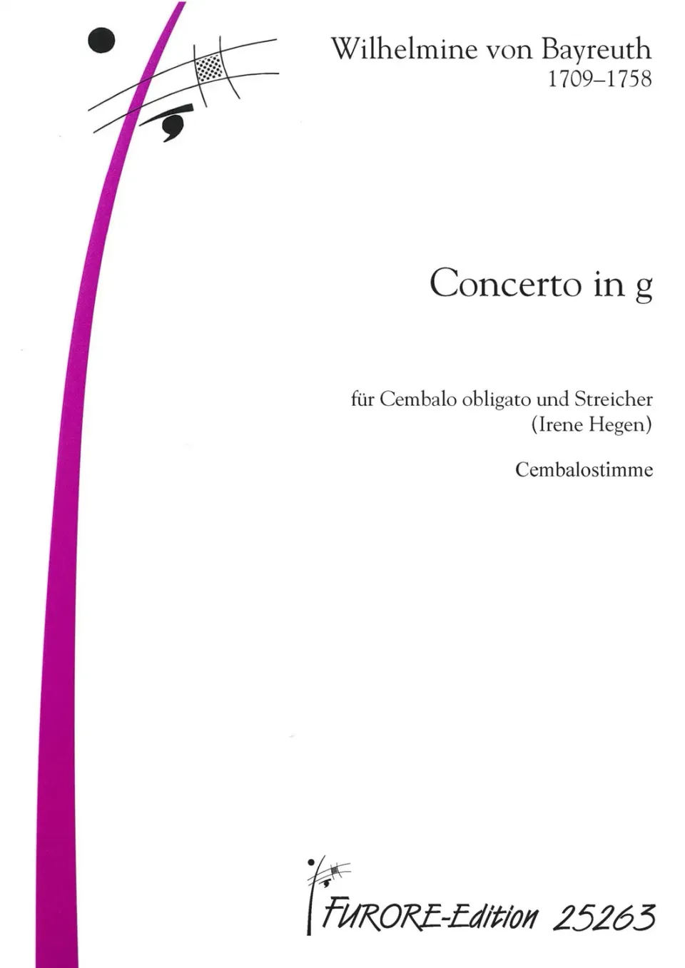 Furore Edition Concerto G Cembalostimme Noten Streicher