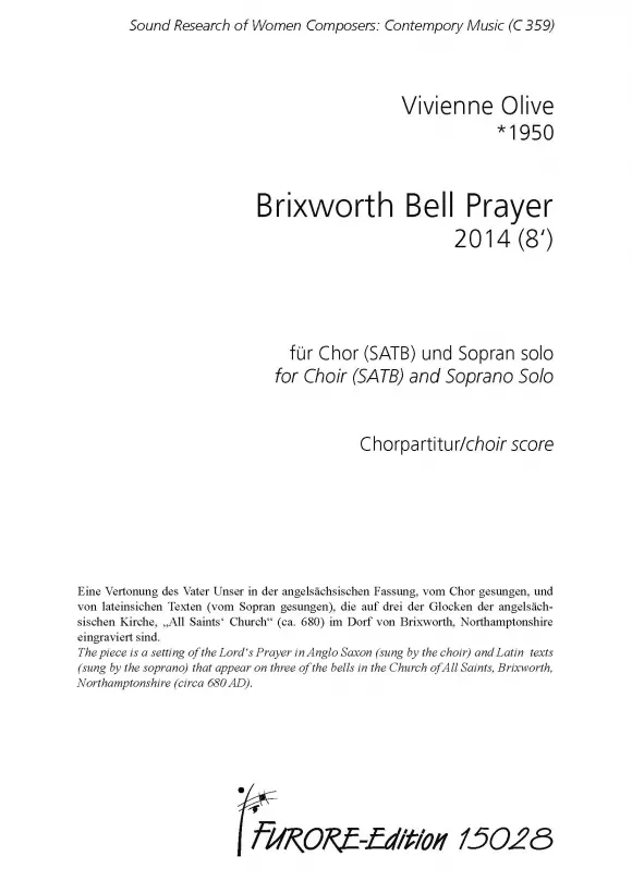 Furore Edition Brixworth Bell Prayer Chorpartitur SATB