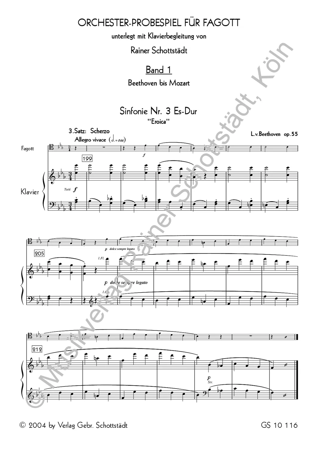 Schottstädt Orchesterstudien Band 1 Noten Fagott Klavier Beethoven Mozart
