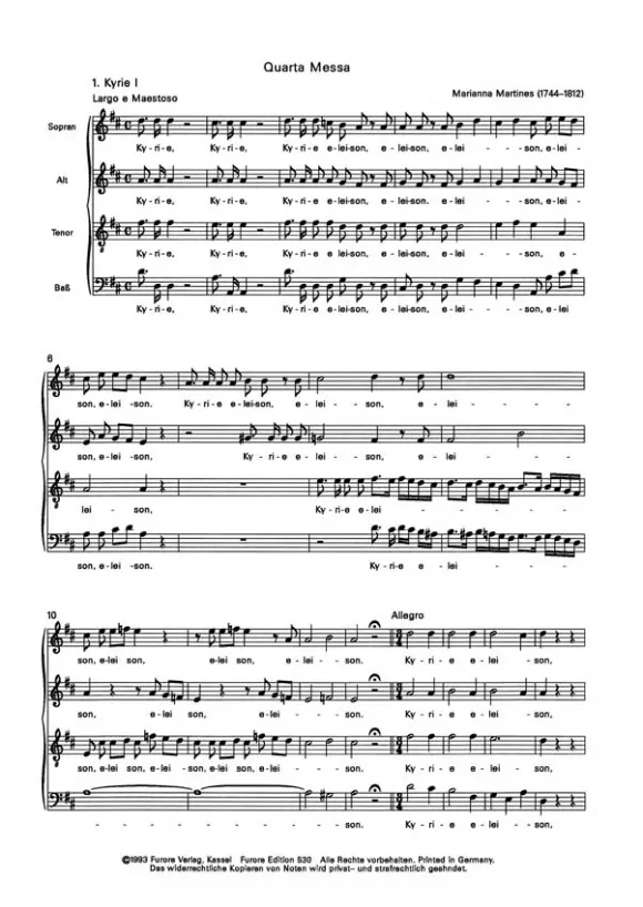 Furore Edition Quarta Messa Chorpartitur mittelschwer