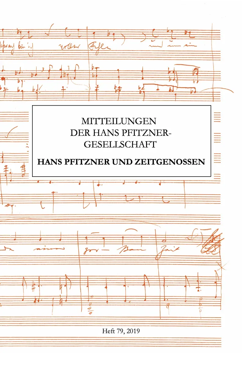 Mitteilungen Hans Pfitzner-Gesellschaft Heft 79 Buch Zeitgenossen