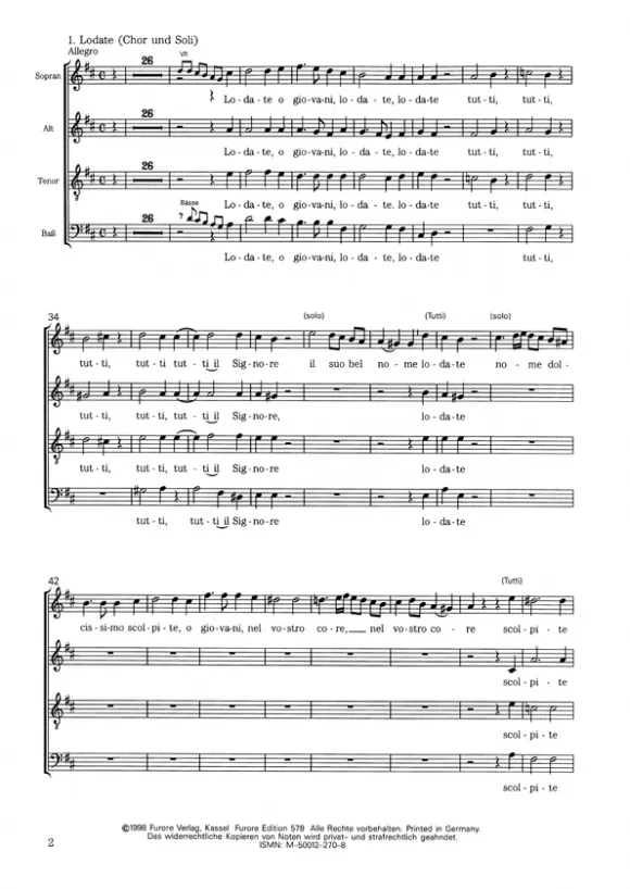 Furore Edition Laudate Pueri Dominum Chorpartitur SAT