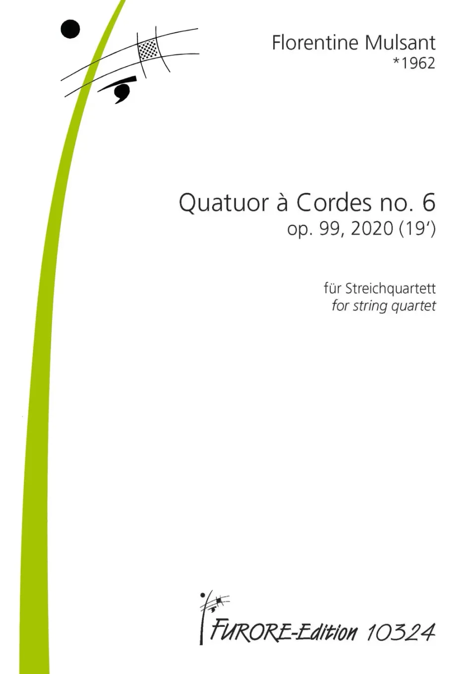 Furore Edition Quatuor à Cordes no. 6 op. 99 Streichquartett