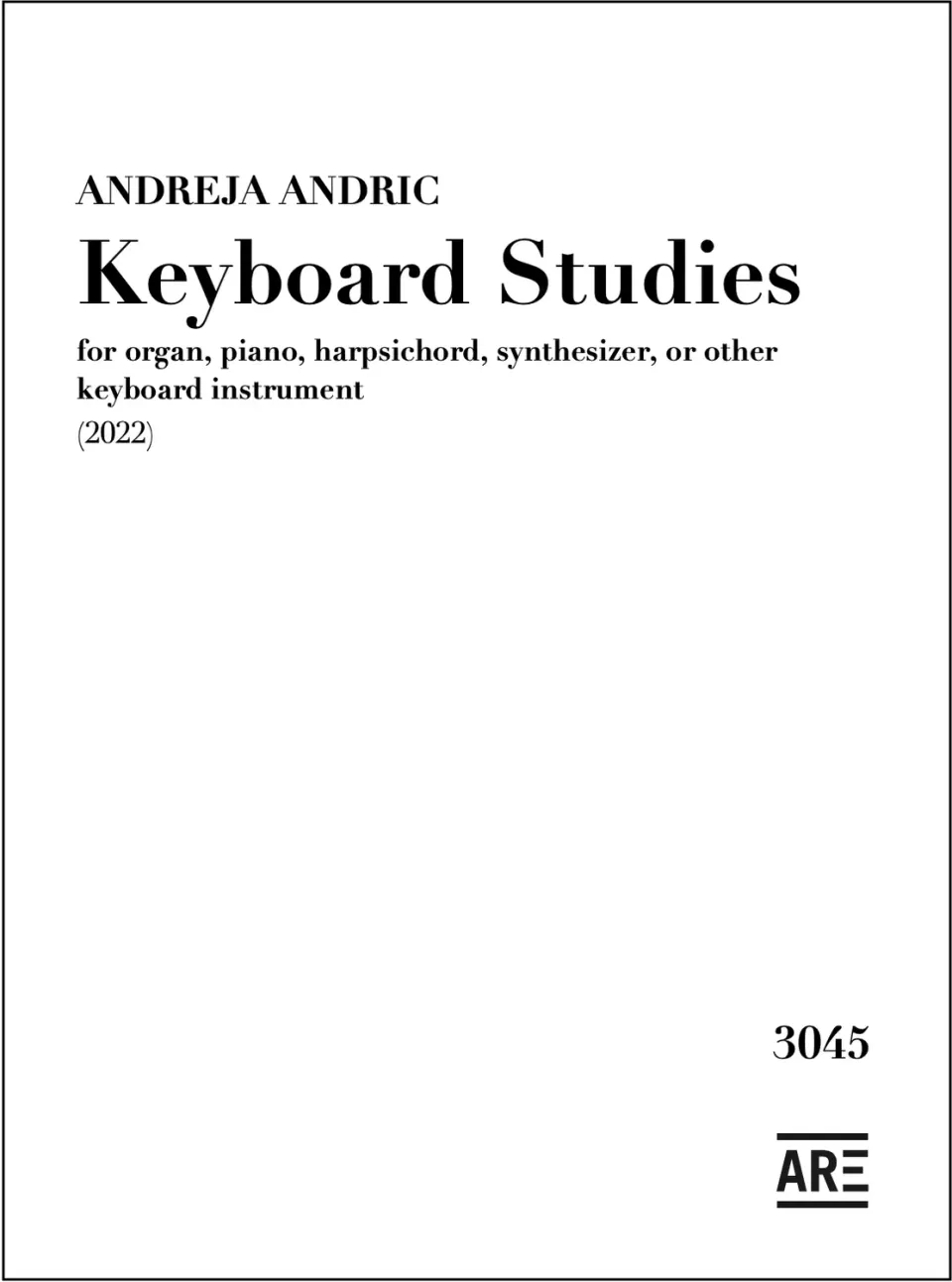 Are Musik Verlag Andric Keyboard Studies Tastennoten
