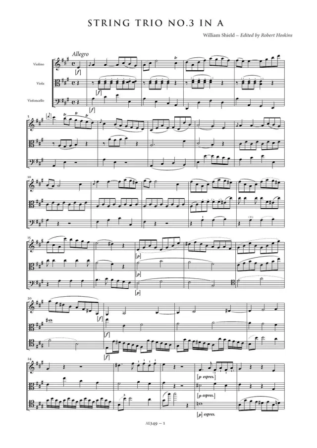 Artaria Shield String Trio No. 3 in A major Streichertrio