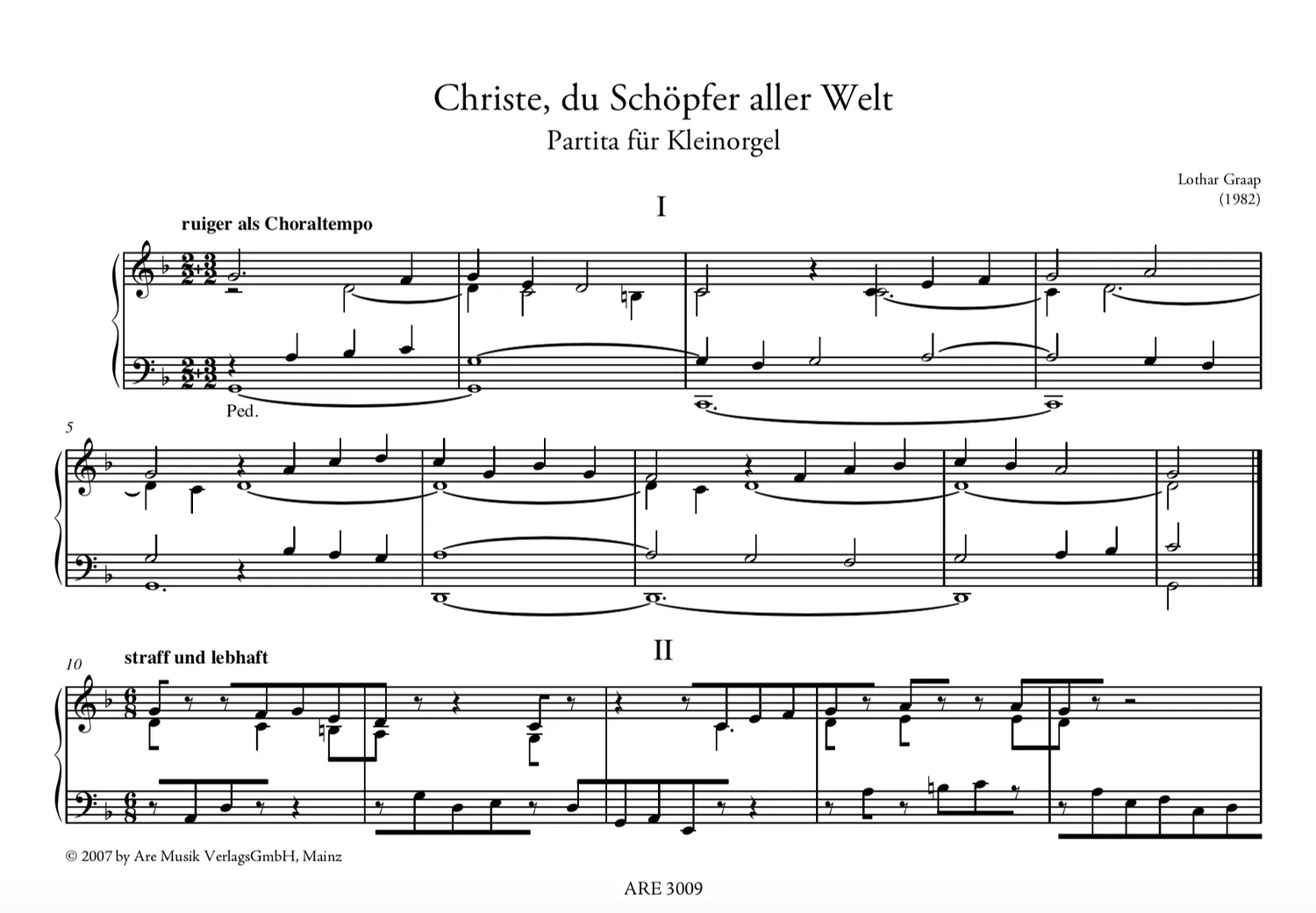 Are Musik Verlag Graap Christe du Schöpfer aller Welt Orgel Noten