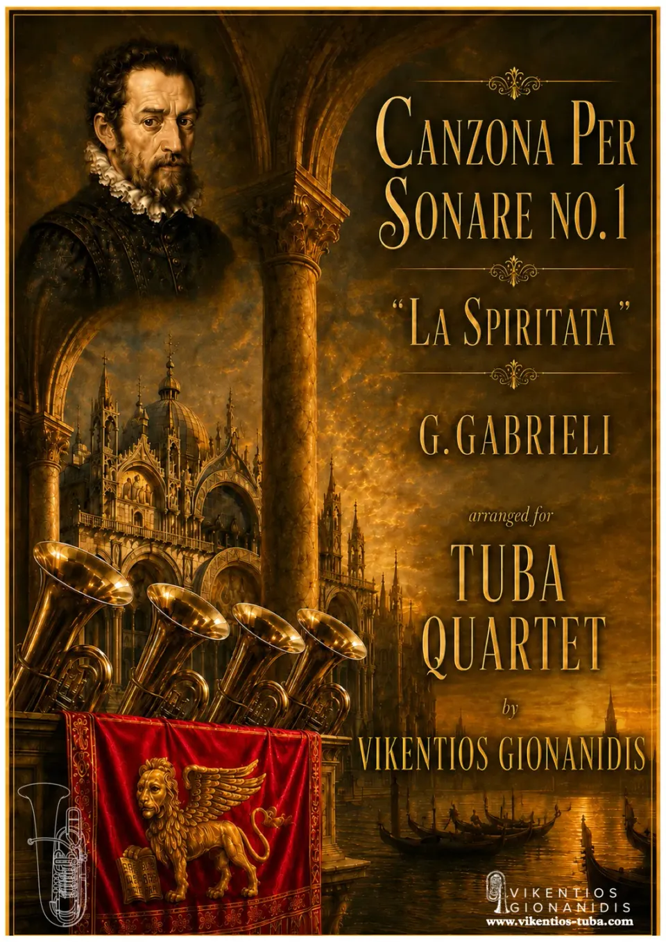 Vikentios Gionanidis Canzona per Sonare No.1 „La Spiritata“ Noten für Tubaquartett