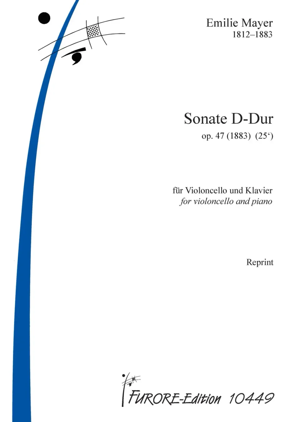 Furore Edition Sonate D-Dur op. 47 für Violoncello und Klavier Noten